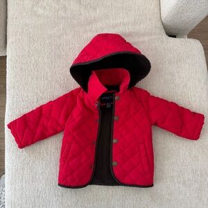 Kids Red Quilted Jacket, London Fog, lined with fleece